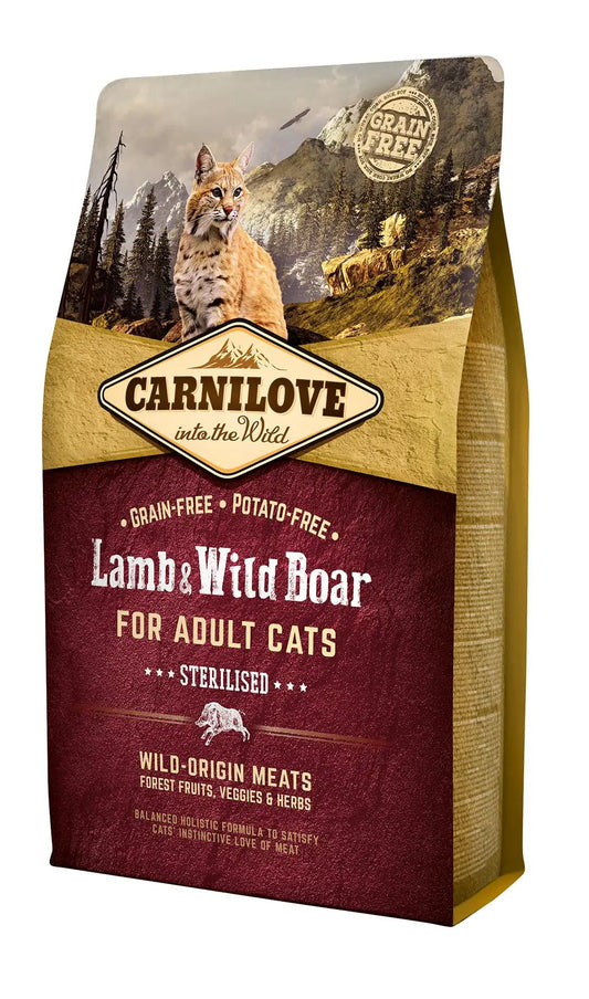 Carnilove Feline Adult Esterilizado Cordero Jabali 2Kg pienso para gatos