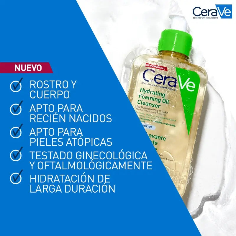 Cerave Aceite Limpiador Espumoso Hidratante, 473 ml