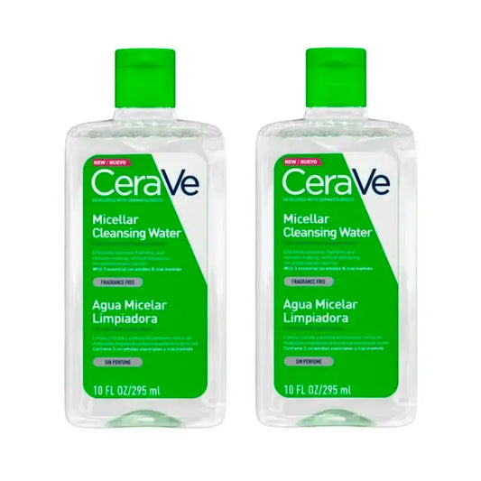 CeraVe Agua Micelar Limpiadora, Pack 2 x 295 ml