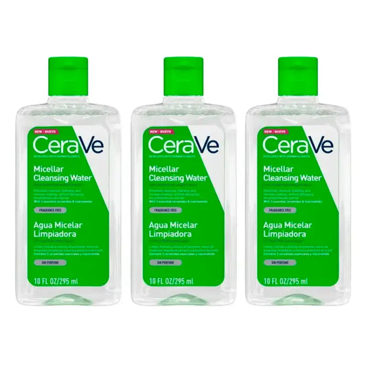 CeraVe Agua Micelar Limpiadora, Pack 3 x 295 ml