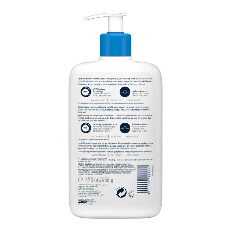 CeraVe Loción Hidratante Piel Seca o Muy Seca, 473 ml