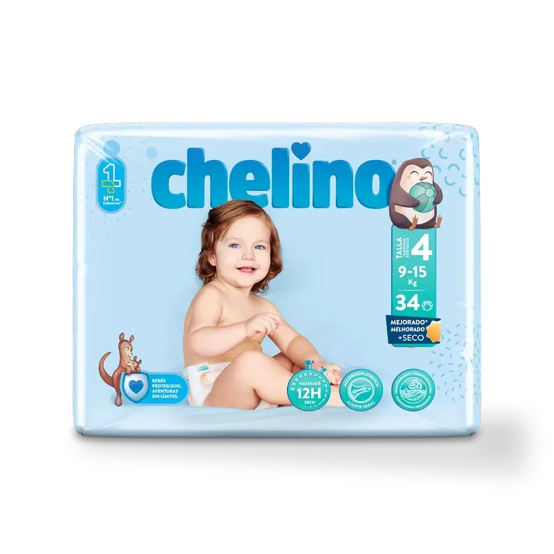 Chelino Pañal Talla 4 (9-15 Kg) , 34 unidades