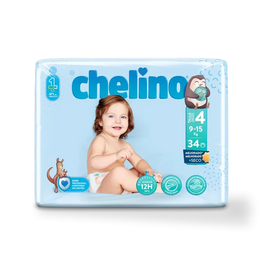 Chelino Pañal Talla 4 (9-15 Kg) , 34 unidades