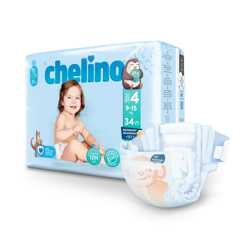 Chelino Pañal Talla 4 (9-15 Kg) , 34 unidades