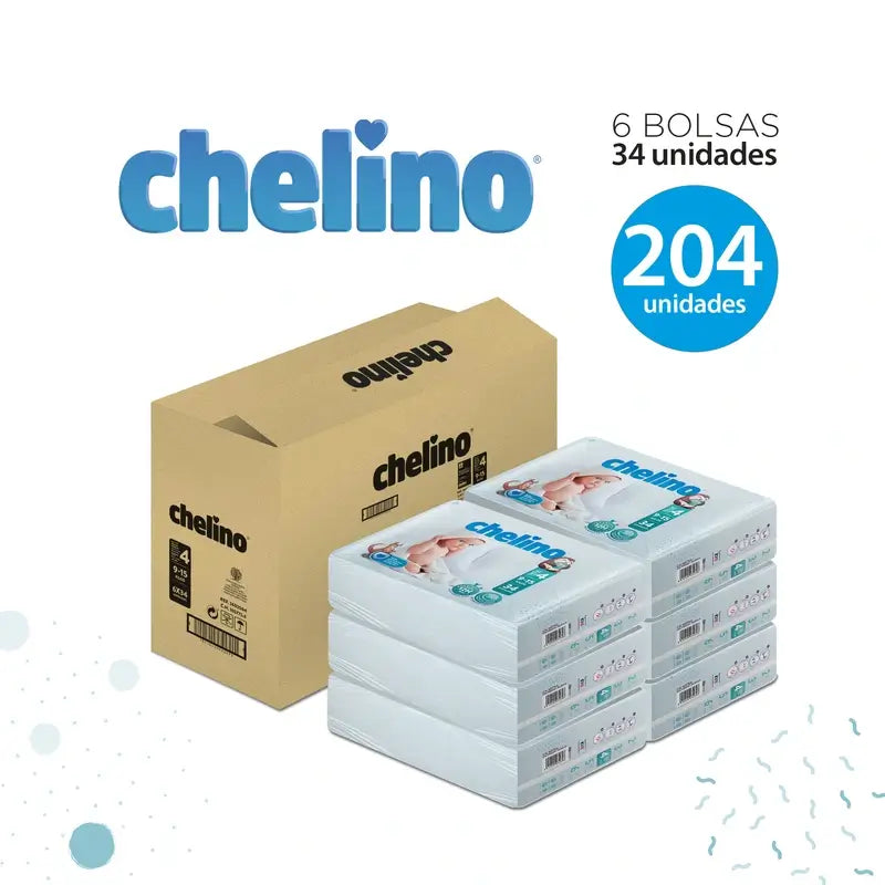 Chelino Pañal Talla 4 (9-15 Kg) , 34 unidades