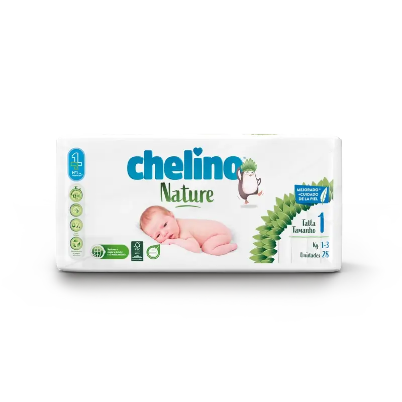 Chelino Nature Pañal Talla 1 (1-3 Kg) , 28 unidades