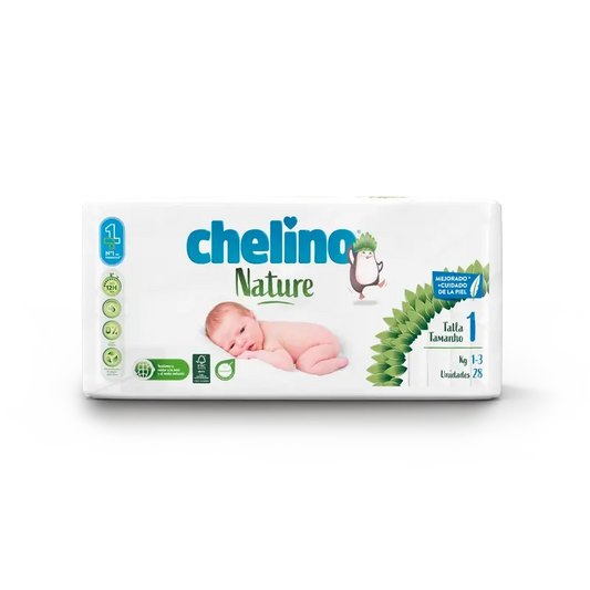 Chelino Nature Pañal Talla 1 (1-3 Kg) , 28 unidades