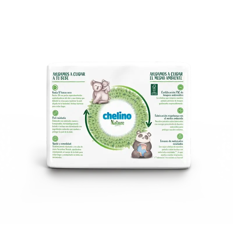 Chelino Nature Pañal Talla 2 (3-6 Kg) , 28 unidades