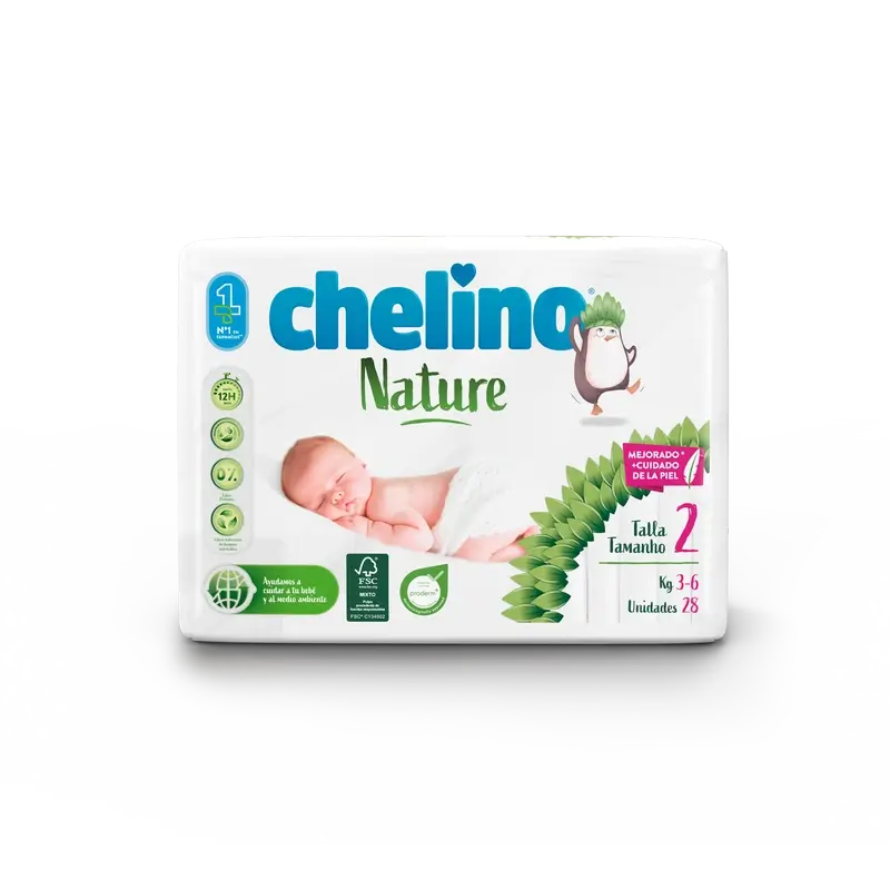 Chelino Nature Pañal Talla 2 (3-6 Kg) , 28 unidades