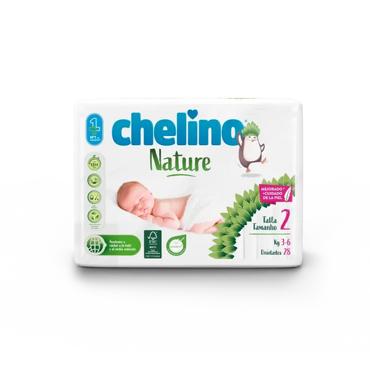 Chelino Nature Pañal Talla 2 (3-6 Kg) , 28 unidades