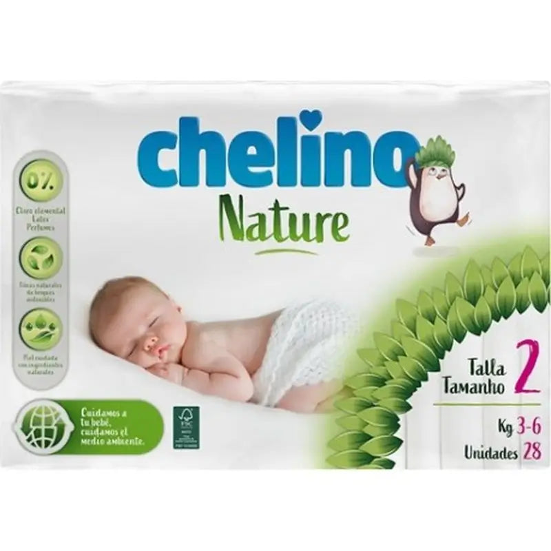 Chelino Nature  Pañal Talla 2 (De 3Kg A 6Kg) , 28 unidades