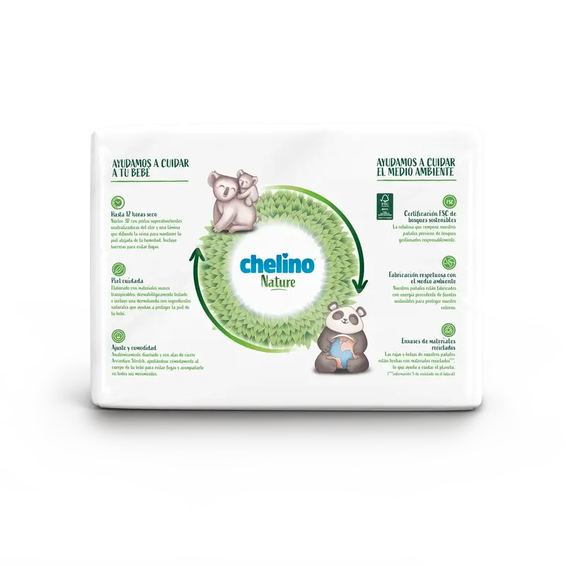 Chelino Nature Pañal Talla 3 (4-10 Kg) , 36 unidades