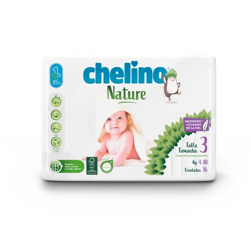 Chelino Nature Pañal Talla 3 (4-10 Kg) , 36 unidades