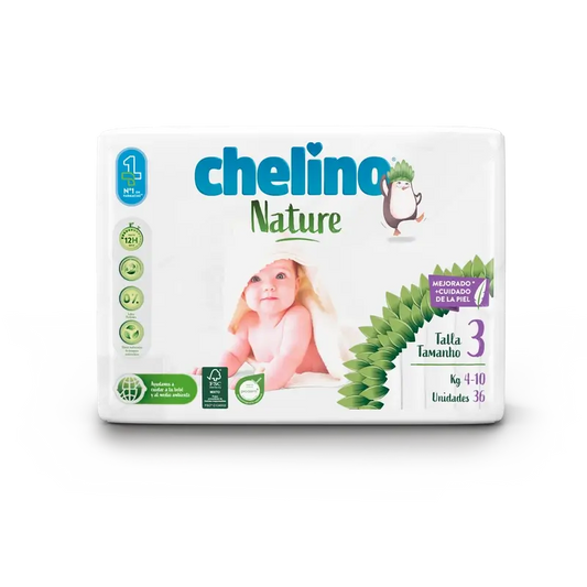 Chelino Nature Pañal Talla 3 (4-10 Kg) , 36 unidades