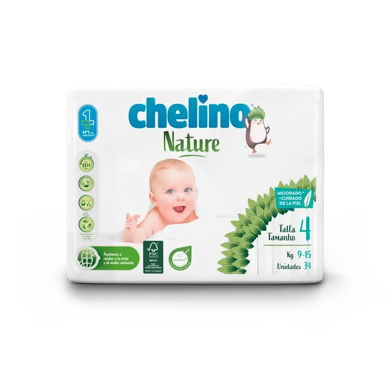 Chelino Nature Pañal Talla 4 (9-15 Kg) , 34 unidades