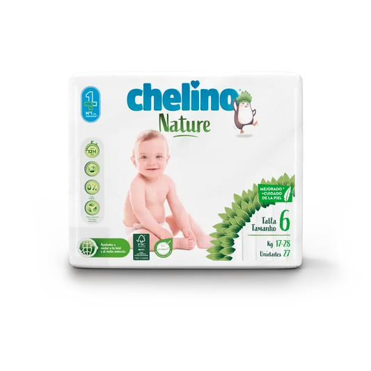 Chelino Nature Pañal Talla 6 (17-28 Kg) , 27 unidades