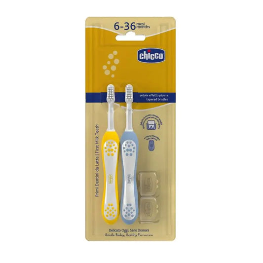 Chicco Bipack Cepillo De Dientes Indigo& Mustard 6-36M, 2 uds