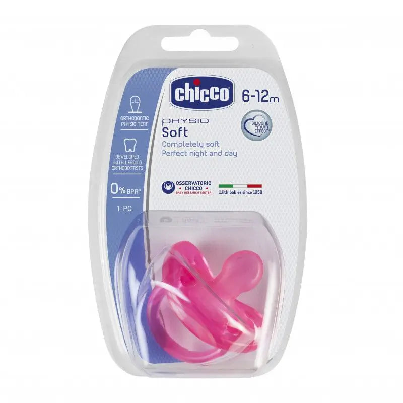 Chicco Chupete Physio Soft Todogoma Silicona Rosa 6-12 Meses, 1 unidad