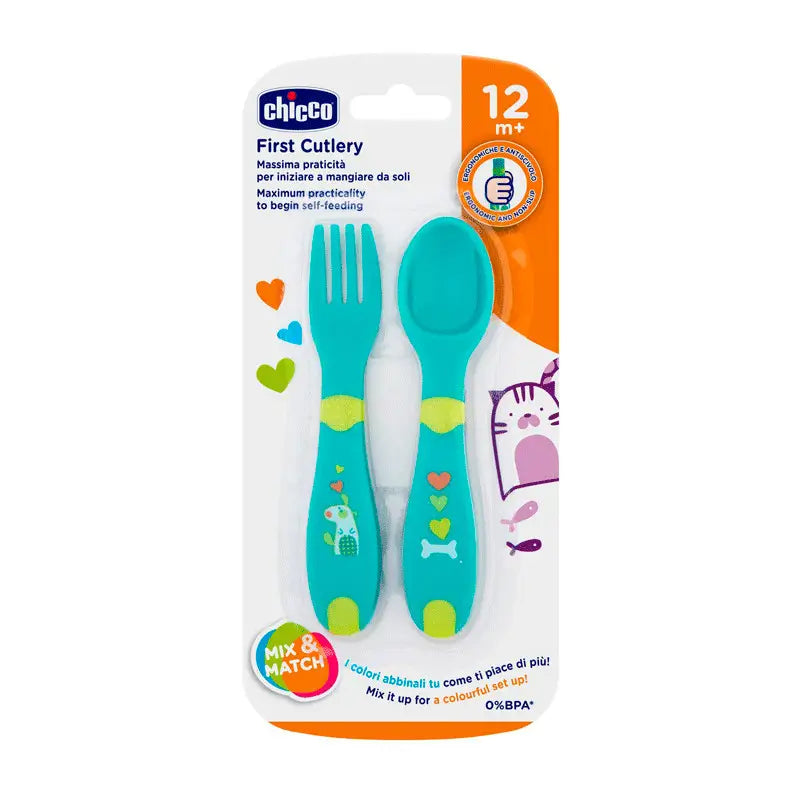 Chicco - Set Primeros Cubiertos +12 Meses, 2 unidades