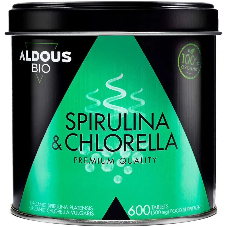 Aldous Chlorella y Espirulina Ecológica Premium, 600 unidades