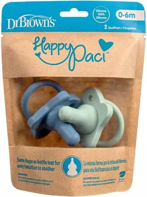 Chupete Silicona 1 sola pieza pack 2 Azul y Verde HappyPaci