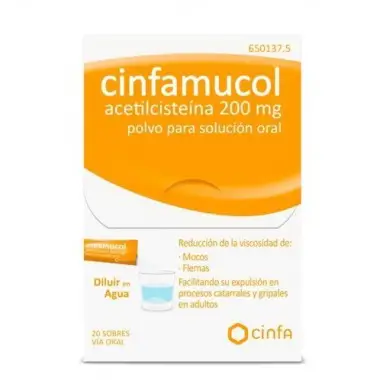 Cinfamucol Acetilcisteína 200 mg 20 sobres