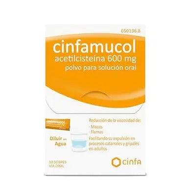 Cinfamucol Acetilcisteína 600 mg 10 sobres