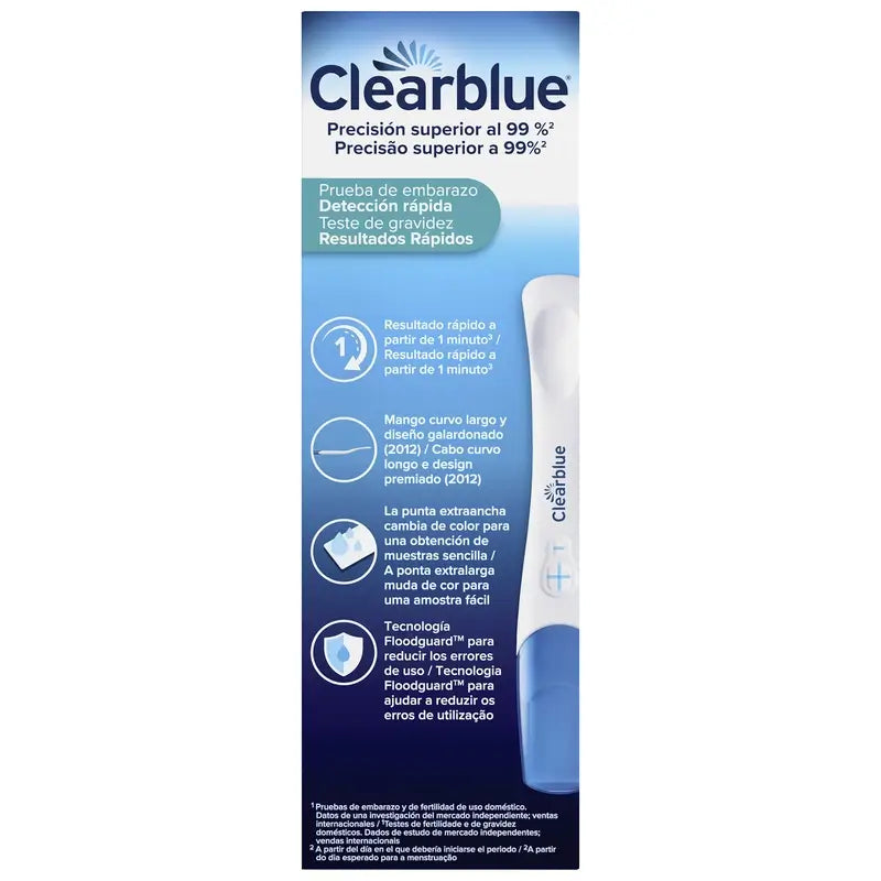 Clearblue Prueba de Embarazo con Detección Rápida, Resultado Desde Tan Solo 1 Minuto, 1 Test