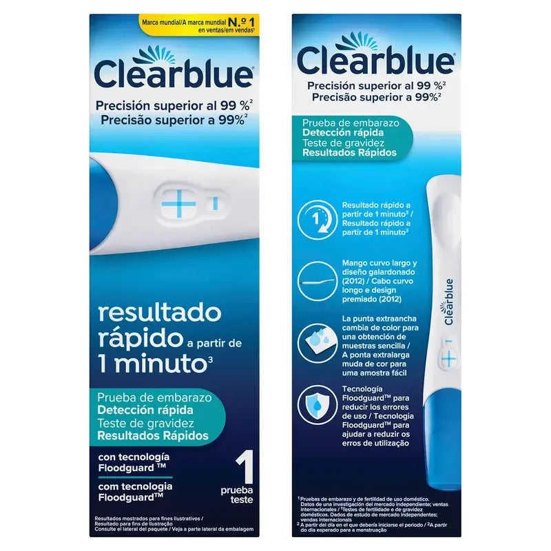 Clearblue Prueba de Embarazo con Detección Rápida, Resultado Desde Tan Solo 1 Minuto, 1 Test