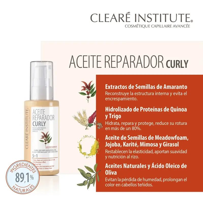 Clearé Institute Aceite Hidratante Método Curly Cabello Rizado 50 Ml