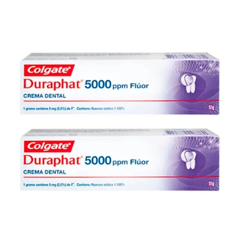 Colgate Duplo Duraphat 5000 Ppm Flúor Crema Dental, 2 x 51 Ml