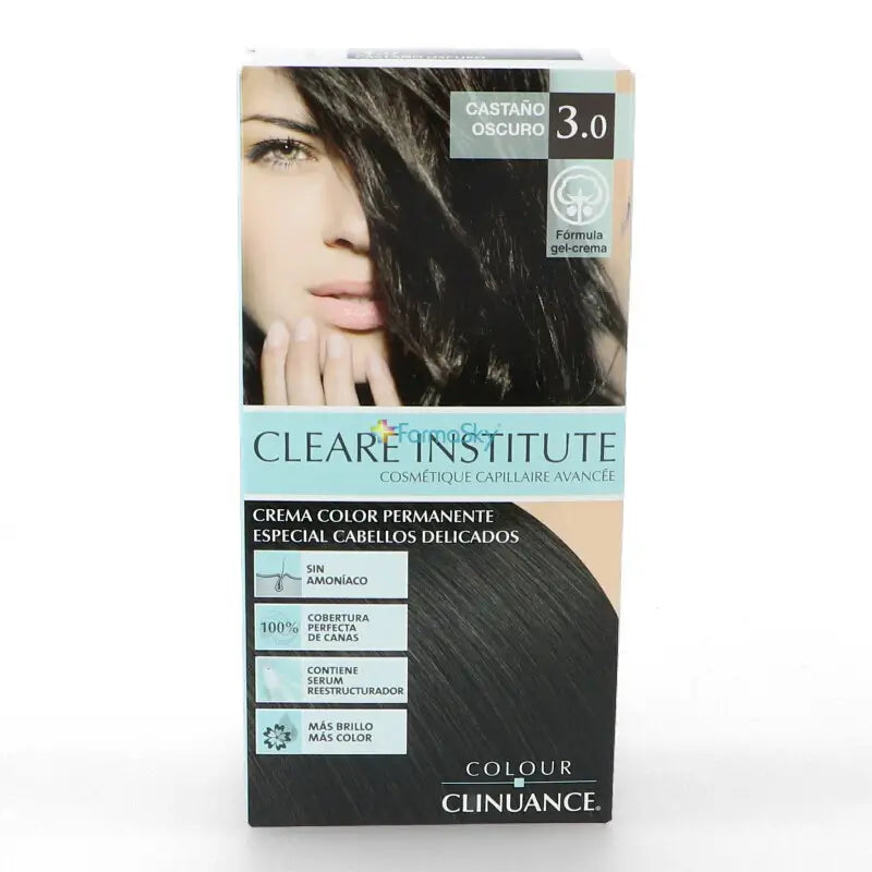 Clearé Institute Colour Clinuance Coloración Permanente Tinte Sin Amoníaco 3.0 Castaño Oscuro