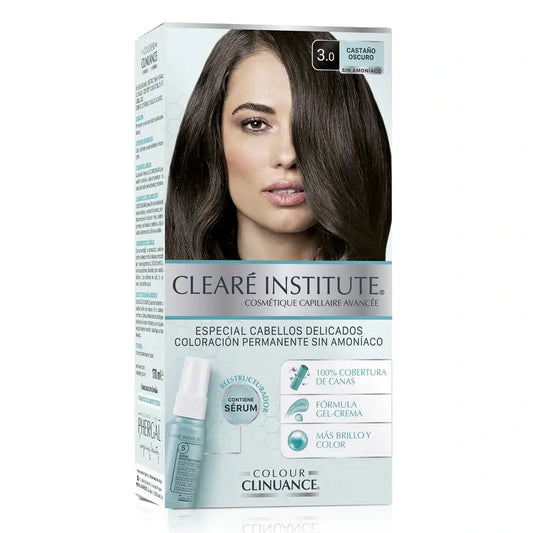 Clearé Institute Colour Clinuance Coloración Permanente Tinte Sin Amoníaco 3.0 Castaño Oscuro