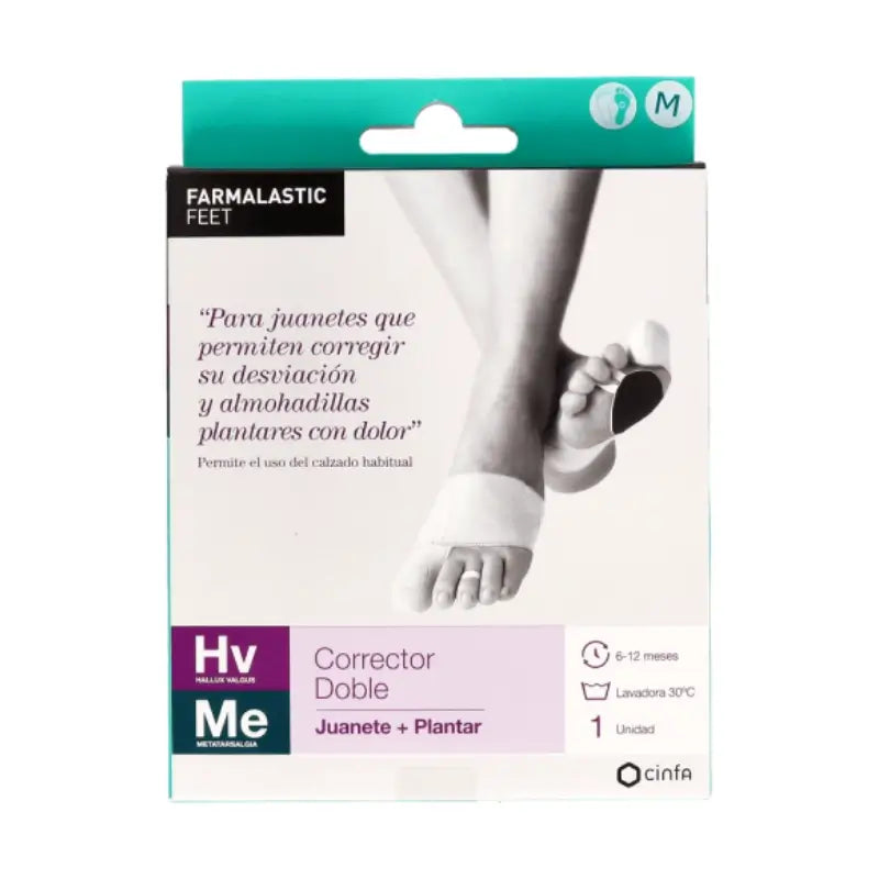 Farmalastic Corrector Doble Juanetes Y Plantar Pie Derecho, Talla M