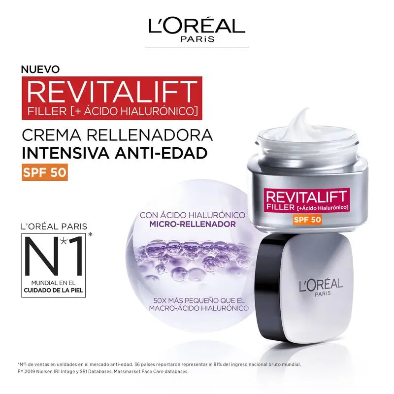 L'Oréal Paris Crema Rellenadora Intensiva Con Ácido Hialurónico Y Spf 50: Volumen Y Protección Uvb/Uva