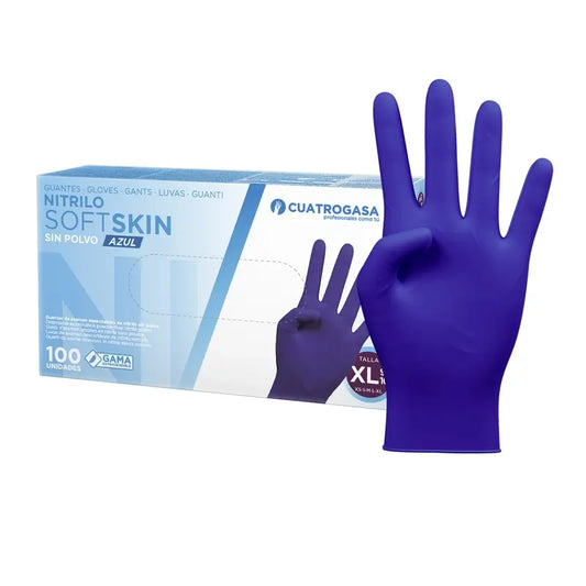 Cuatrogasa Guantes Nitrilo Softskin Sin Polvo Azul Talla Xl, 100 Unidades