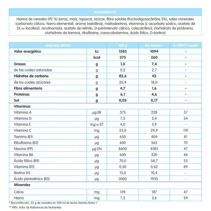 Damira Multicereales Sin Gluten Fos 600 gr