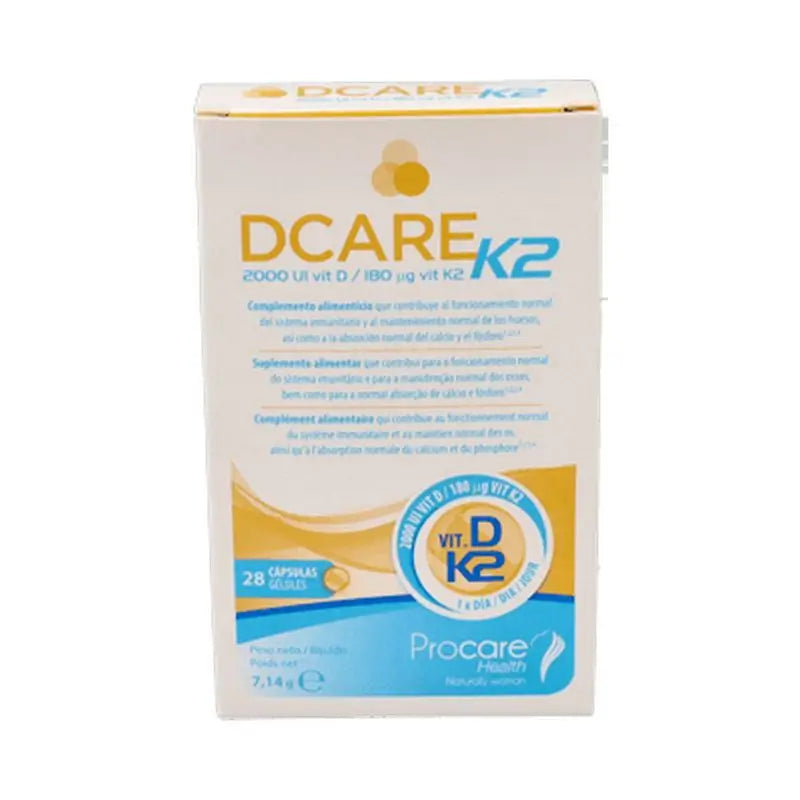 Dcare K2 2000 Iu Vitamina D3, 28 perlas