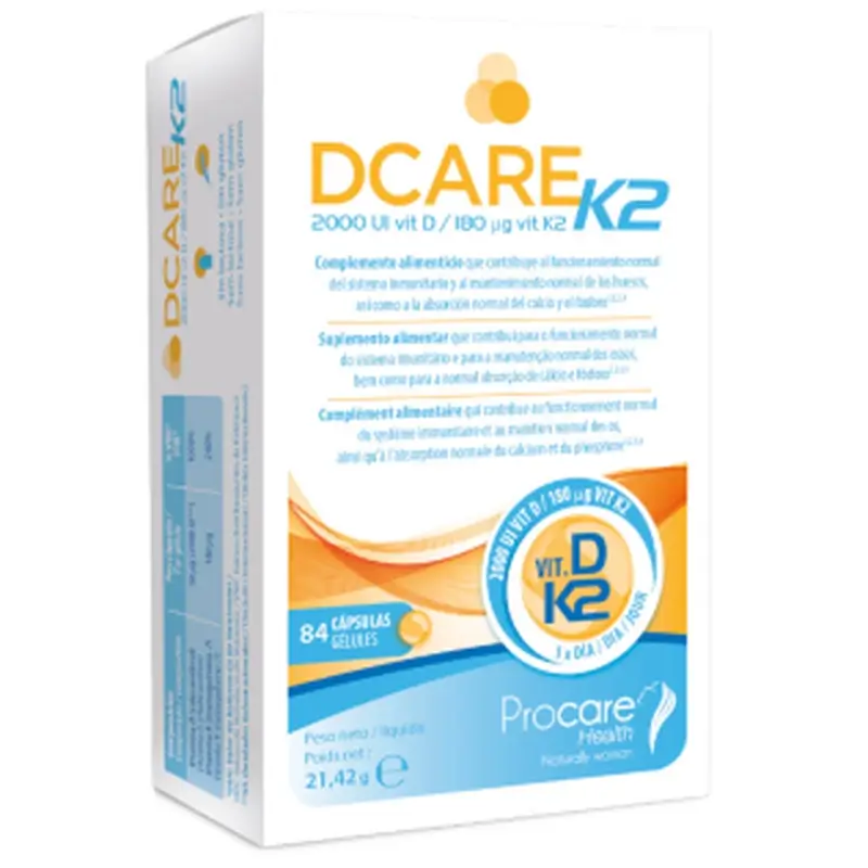 Dcare K2 2000 Iu Vitamina D3, 84 perlas