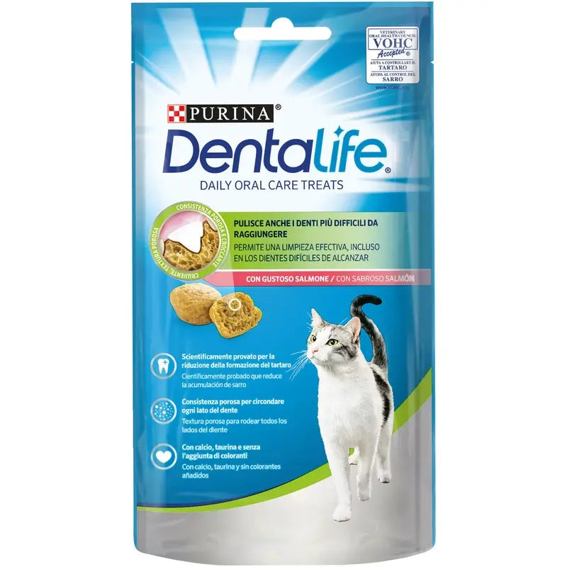 Dentalife Feline Dailyoral Care Sabor Salmon 8X40Gr, snack para gatos