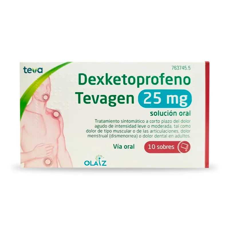 Dexketoprofeno Tevagen 25 Mg , 10 sobres solución oral