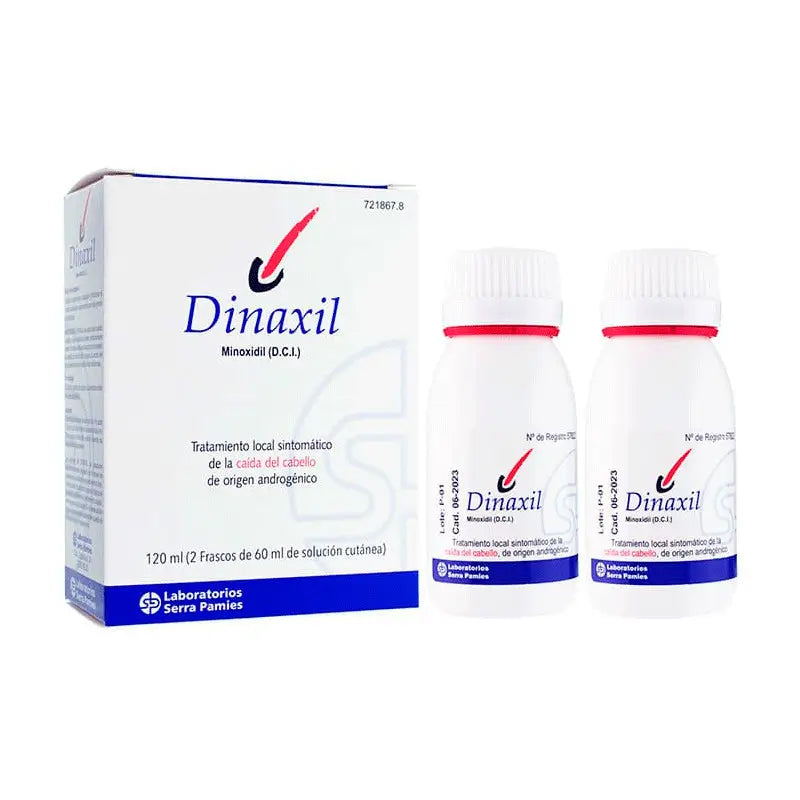 Dinaxil 50 mg/ ml Minoxidil Solucion Cutanea 2 Frascos, 120 ml