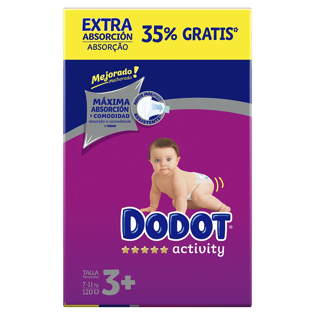 Dodot Activity Pañales Talla 3+ (7-11 Kg), 120 Unidades