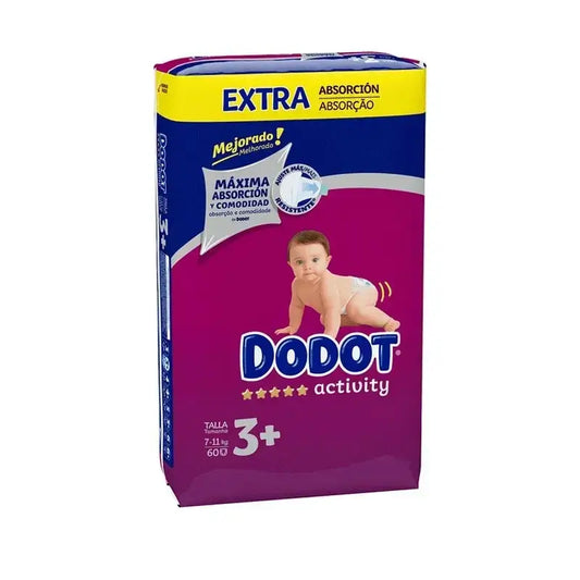 Dodot Activity Pañal Extra Jumbo Talla 3 (7-11Kg), 60 unidades