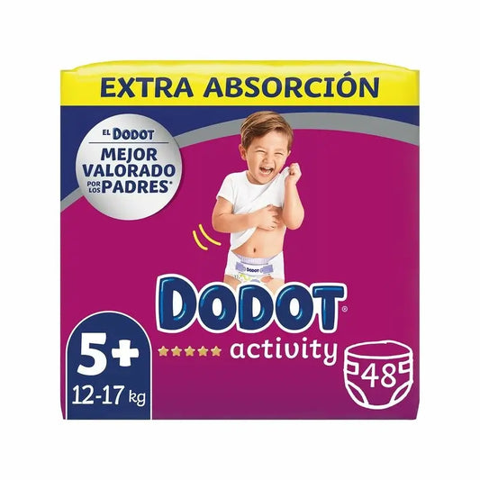 Dodot Activity Pañal Extra Jumbo Talla 5+ (12-17 Kg), 48 unidades