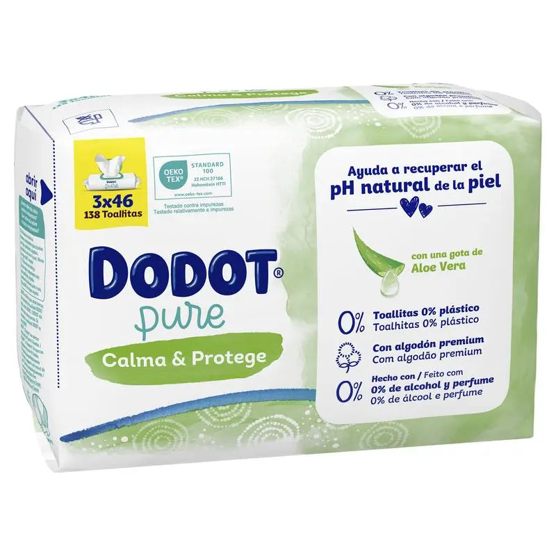 Dodot Toallitas Pure Calma & Protege Para Bebé, 138 toallitas