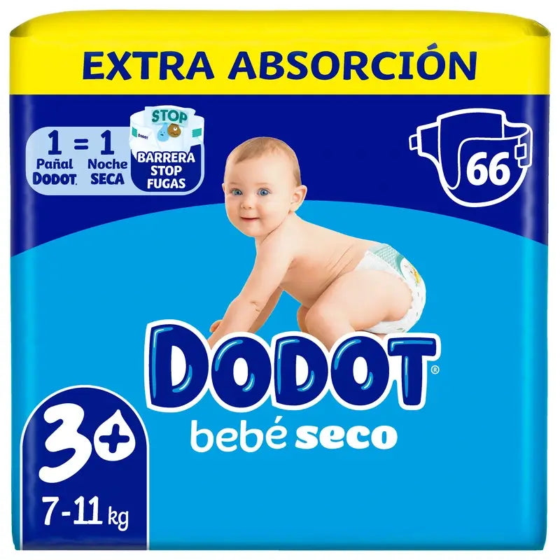 Dodot Mainline Pañal Talla 3+ (7-11 Kg), 66 unidades