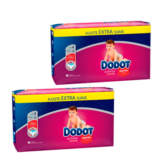 Dodot Pack 2 X Pants Activity Extra Jumbo Pack Talla 4 (9-15 Kg), 45 Unidades