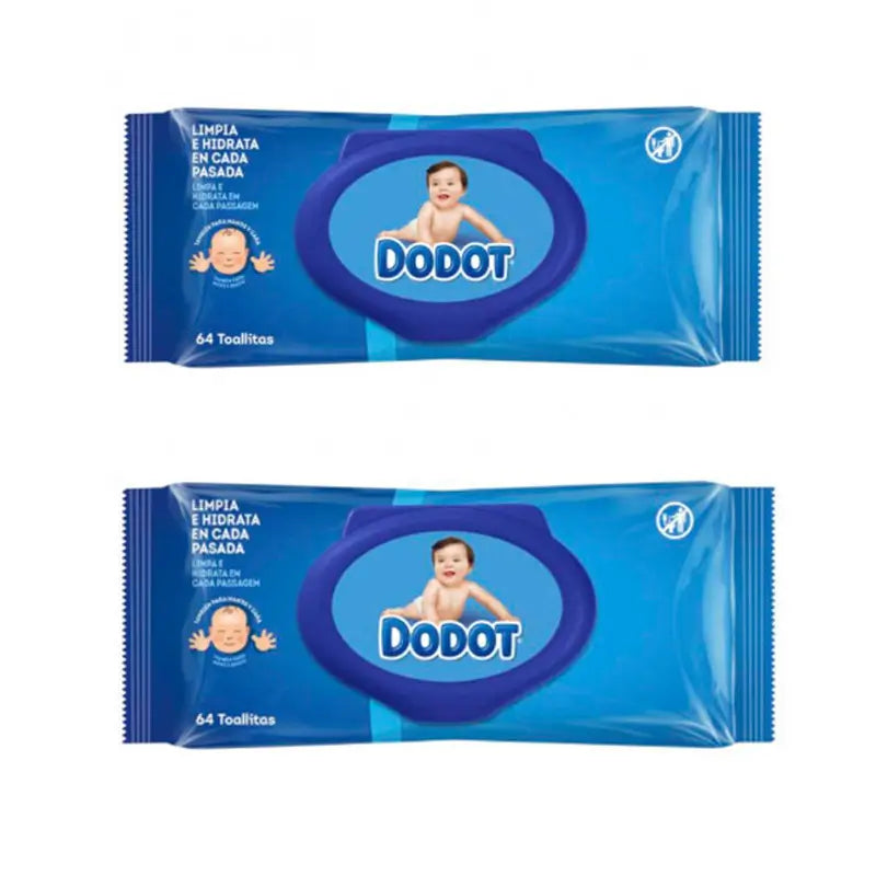 Dodot Pack 2 X Toallitas Para Bebe 1 Paquete, 64 Toallitas