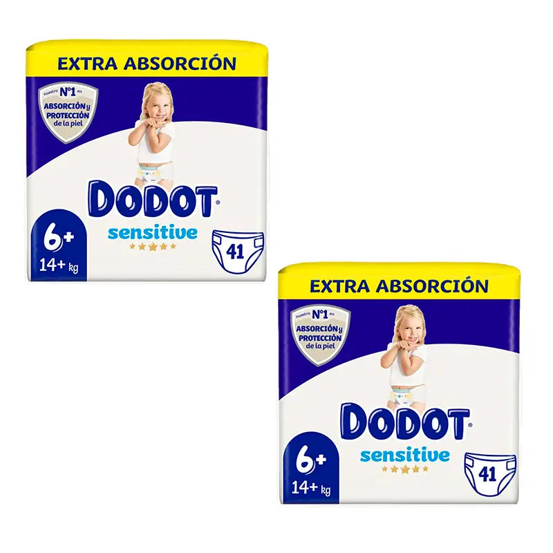 Dodot Sensitive Extra-Jumbo Pack Talla 6, 2 x 41 uds